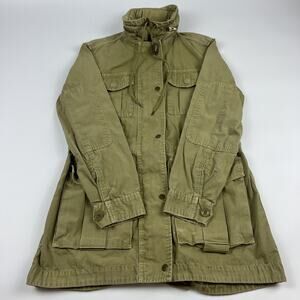 Vintage J. Crew Utility Field Military Green Hooded Jacket Women’s Size Small
